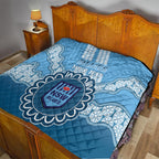 Custom NSW Blues Rugby Quilt Aussie Aboriginal Mix Polynesian Pattern