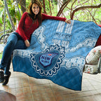 Custom NSW Blues Rugby Quilt Aussie Aboriginal Mix Polynesian Pattern
