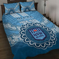 Custom NSW Blues Rugby Quilt Bed Set Aussie Aboriginal Mix Polynesian Pattern