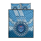 Custom NSW Blues Rugby Quilt Bed Set Aussie Aboriginal Mix Polynesian Pattern