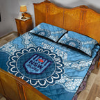 Custom NSW Blues Rugby Quilt Bed Set Aussie Aboriginal Mix Polynesian Pattern