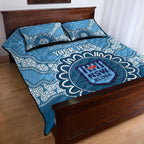 Custom NSW Blues Rugby Quilt Bed Set Aussie Aboriginal Mix Polynesian Pattern