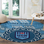 Custom NSW Blues Rugby Round Carpet Aussie Aboriginal Mix Polynesian Pattern