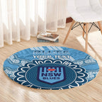 Custom NSW Blues Rugby Round Carpet Aussie Aboriginal Mix Polynesian Pattern