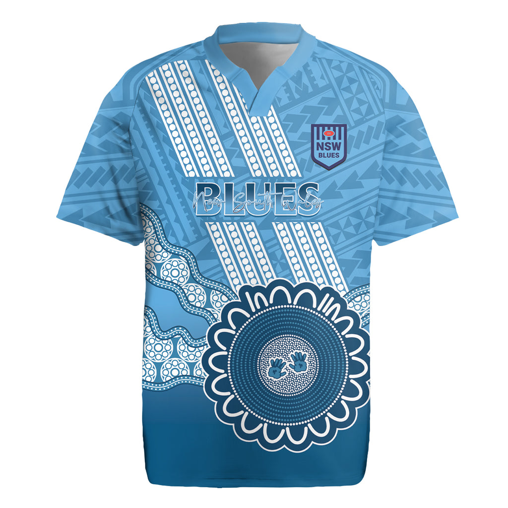 Custom NSW Blues Rugby Rugby Jersey Aussie Aboriginal Mix Polynesian Pattern