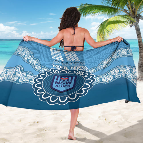 Custom NSW Blues Rugby Sarong Aussie Aboriginal Mix Polynesian Pattern