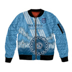 Custom NSW Blues Rugby Sleeve Zip Bomber Jacket Aussie Aboriginal Mix Polynesian Pattern