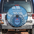 Custom NSW Blues Rugby Spare Tire Cover Aussie Aboriginal Mix Polynesian Pattern