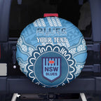 Custom NSW Blues Rugby Spare Tire Cover Aussie Aboriginal Mix Polynesian Pattern