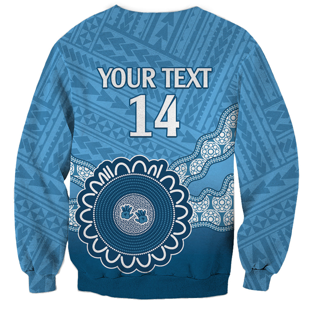 Custom NSW Blues Rugby Sweatshirt Aussie Aboriginal Mix Polynesian Pattern