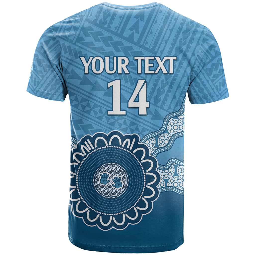 Custom NSW Blues Rugby T Shirt Aussie Aboriginal Mix Polynesian Pattern
