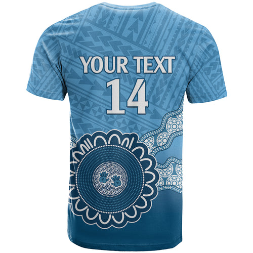 Custom NSW Blues Rugby T Shirt Aussie Aboriginal Mix Polynesian Pattern