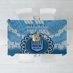 Custom NSW Blues Rugby Tablecloth Aussie Aboriginal Mix Polynesian Pattern