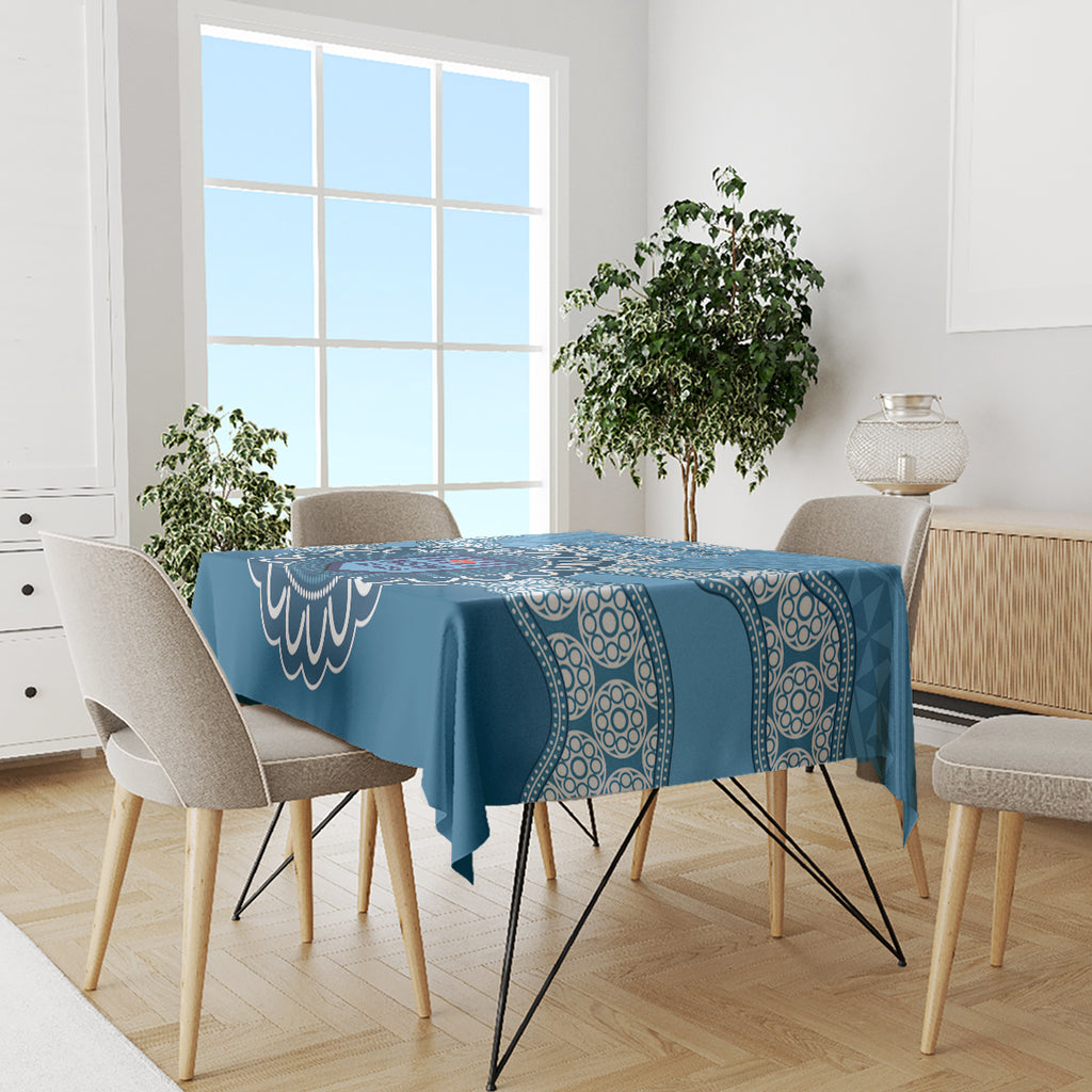 Custom NSW Blues Rugby Tablecloth Aussie Aboriginal Mix Polynesian Pattern