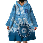 Custom NSW Blues Rugby Wearable Blanket Hoodie Aussie Aboriginal Mix Polynesian Pattern