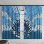 Custom NSW Blues Rugby Window Curtain Aussie Aboriginal Mix Polynesian Pattern