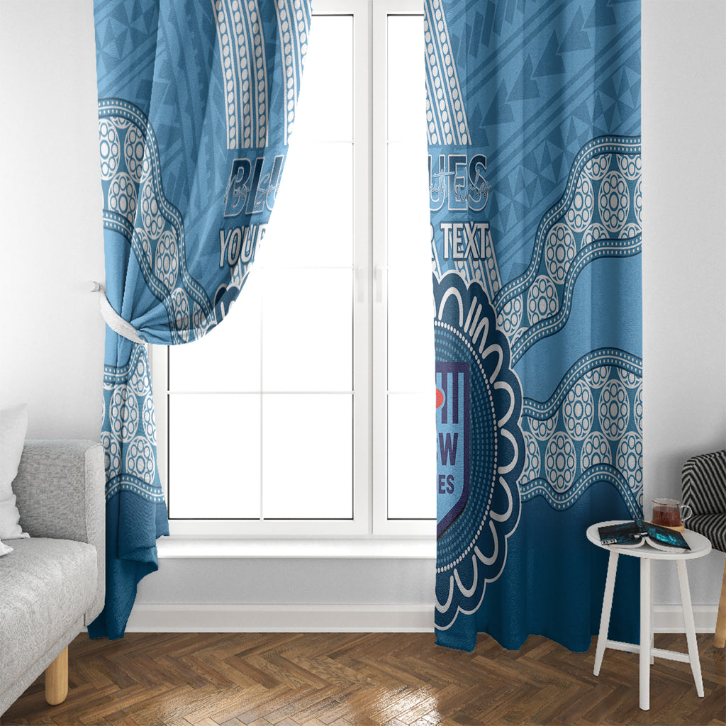 Custom NSW Blues Rugby Window Curtain Aussie Aboriginal Mix Polynesian Pattern