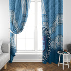 Custom NSW Blues Rugby Window Curtain Aussie Aboriginal Mix Polynesian Pattern