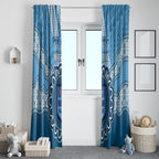 Custom NSW Blues Rugby Window Curtain Aussie Aboriginal Mix Polynesian Pattern