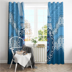 Custom NSW Blues Rugby Window Curtain Aussie Aboriginal Mix Polynesian Pattern