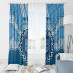 Custom NSW Blues Rugby Window Curtain Aussie Aboriginal Mix Polynesian Pattern