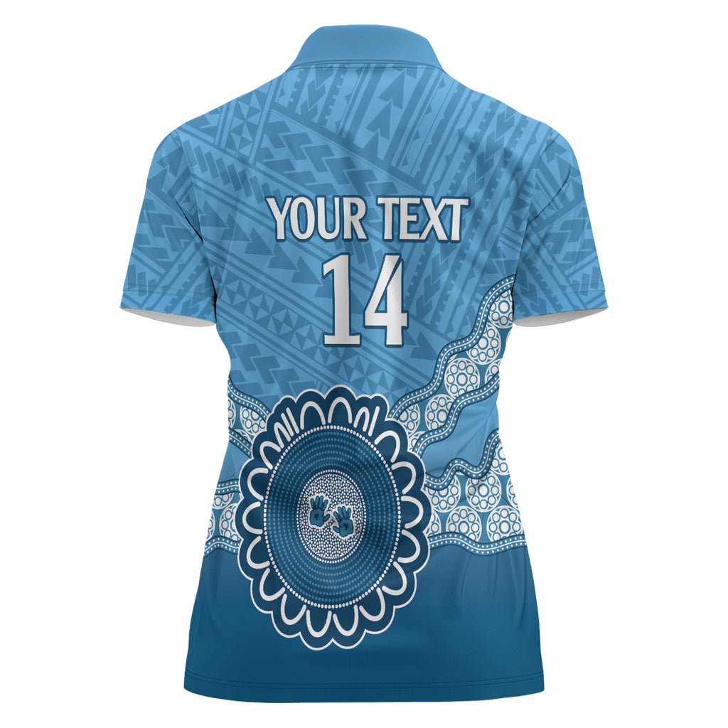 Custom NSW Blues Rugby Women Polo Shirt Aussie Aboriginal Mix Polynesian Pattern