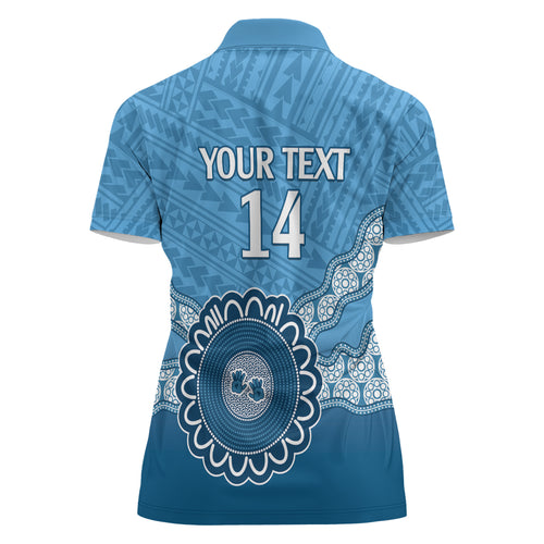 Custom NSW Blues Rugby Women Polo Shirt Aussie Aboriginal Mix Polynesian Pattern