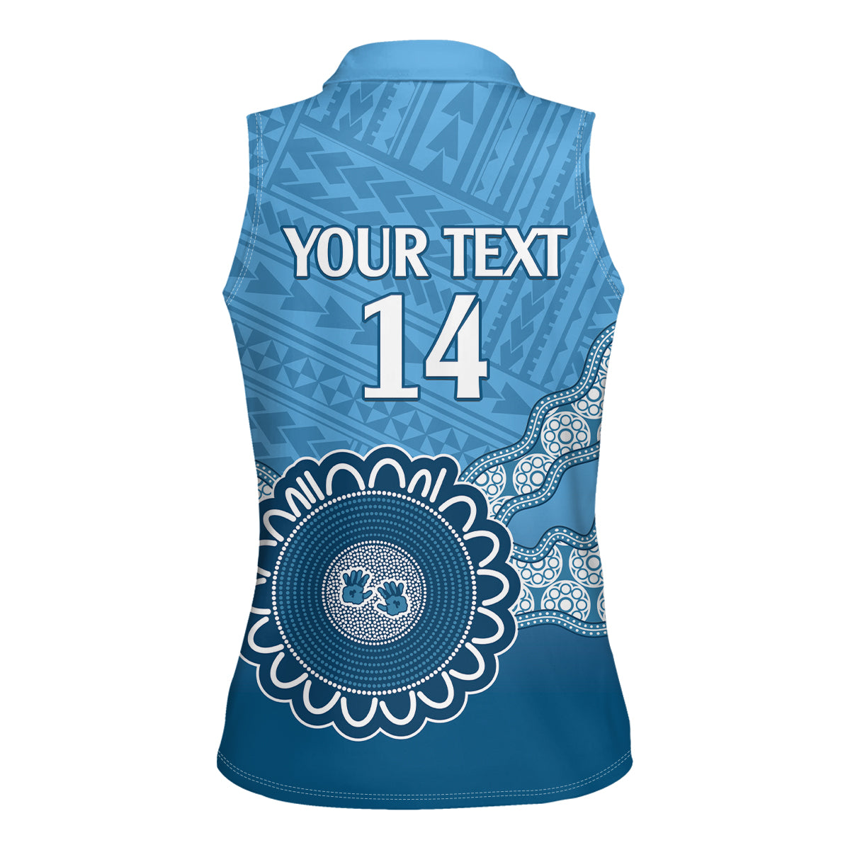 Custom NSW Blues Rugby Women Sleeveless Polo Shirt Aussie Aboriginal Mix Polynesian Pattern