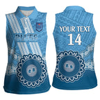 Custom NSW Blues Rugby Women Sleeveless Polo Shirt Aussie Aboriginal Mix Polynesian Pattern
