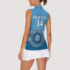 Custom NSW Blues Rugby Women Sleeveless Polo Shirt Aussie Aboriginal Mix Polynesian Pattern