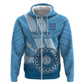 Custom NSW Blues Rugby Zip Hoodie Aussie Aboriginal Mix Polynesian Pattern