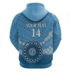 Custom NSW Blues Rugby Zip Hoodie Aussie Aboriginal Mix Polynesian Pattern