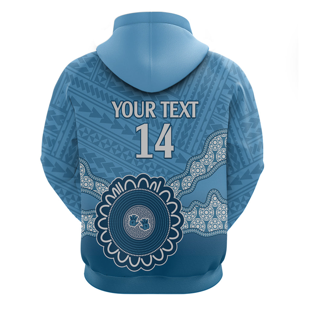 Custom NSW Blues Rugby Zip Hoodie Aussie Aboriginal Mix Polynesian Pattern
