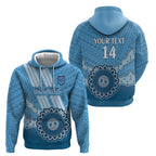 Custom NSW Blues Rugby Zip Hoodie Aussie Aboriginal Mix Polynesian Pattern