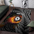 Personalised New Zealand Billiards Area Rug Maori Fern On Fire 8 Ball - Aussie Hoodie