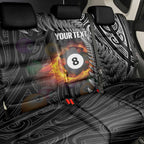 Personalised New Zealand Billiards Back Car Seat Cover Maori Fern On Fire 8 Ball - Aussie Hoodie