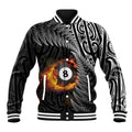 Personalised New Zealand Billiards Baseball Jacket Maori Fern On Fire 8 Ball - Aussie Hoodie