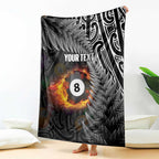 Personalised New Zealand Billiards Blanket Maori Fern On Fire 8 Ball - Aussie Hoodie