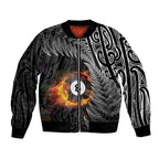 Personalised New Zealand Billiards Bomber Jacket Maori Fern On Fire 8 Ball - Aussie Hoodie