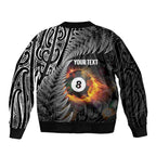 Personalised New Zealand Billiards Bomber Jacket Maori Fern On Fire 8 Ball - Aussie Hoodie