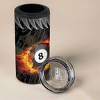 Personalised New Zealand Billiards 4 in 1 Can Cooler Tumbler Maori Fern On Fire 8 Ball - Aussie Hoodie