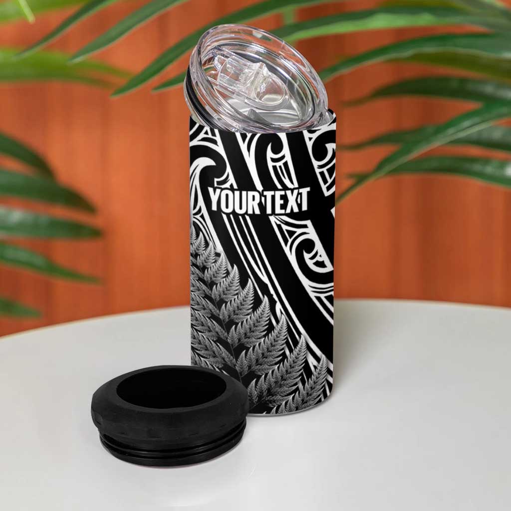 Personalised New Zealand Billiards 4 in 1 Can Cooler Tumbler Maori Fern On Fire 8 Ball - Aussie Hoodie