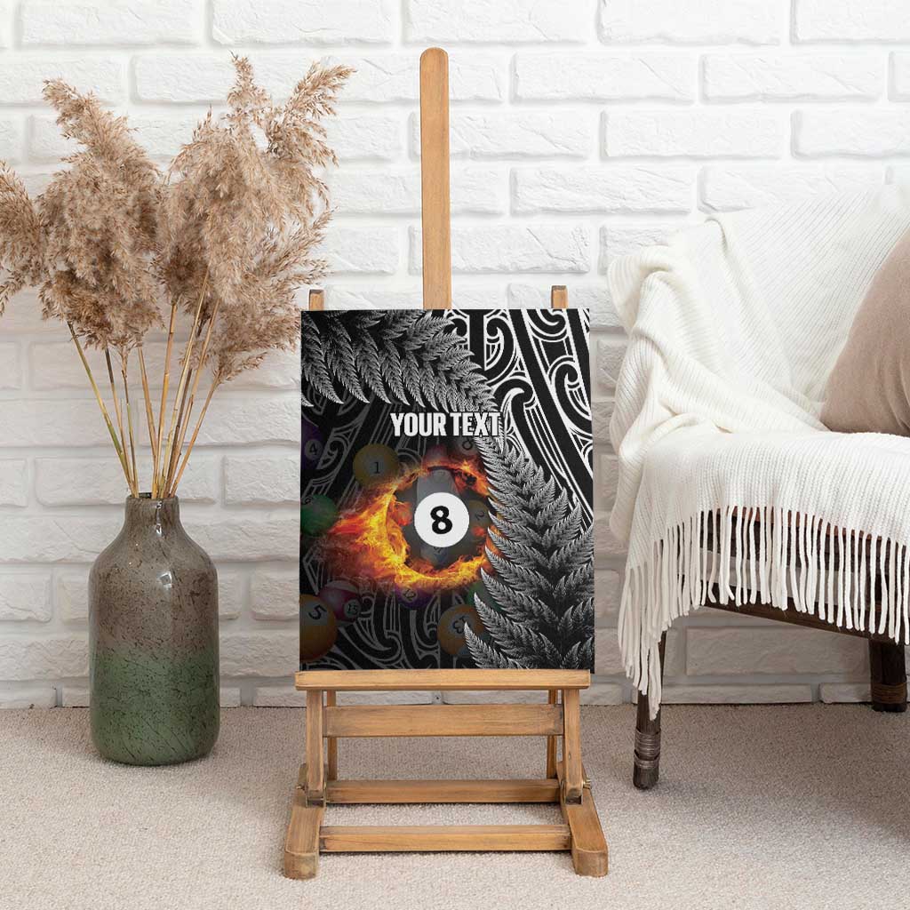 Personalised New Zealand Billiards Canvas Wall Art Maori Fern On Fire 8 Ball - Aussie Hoodie