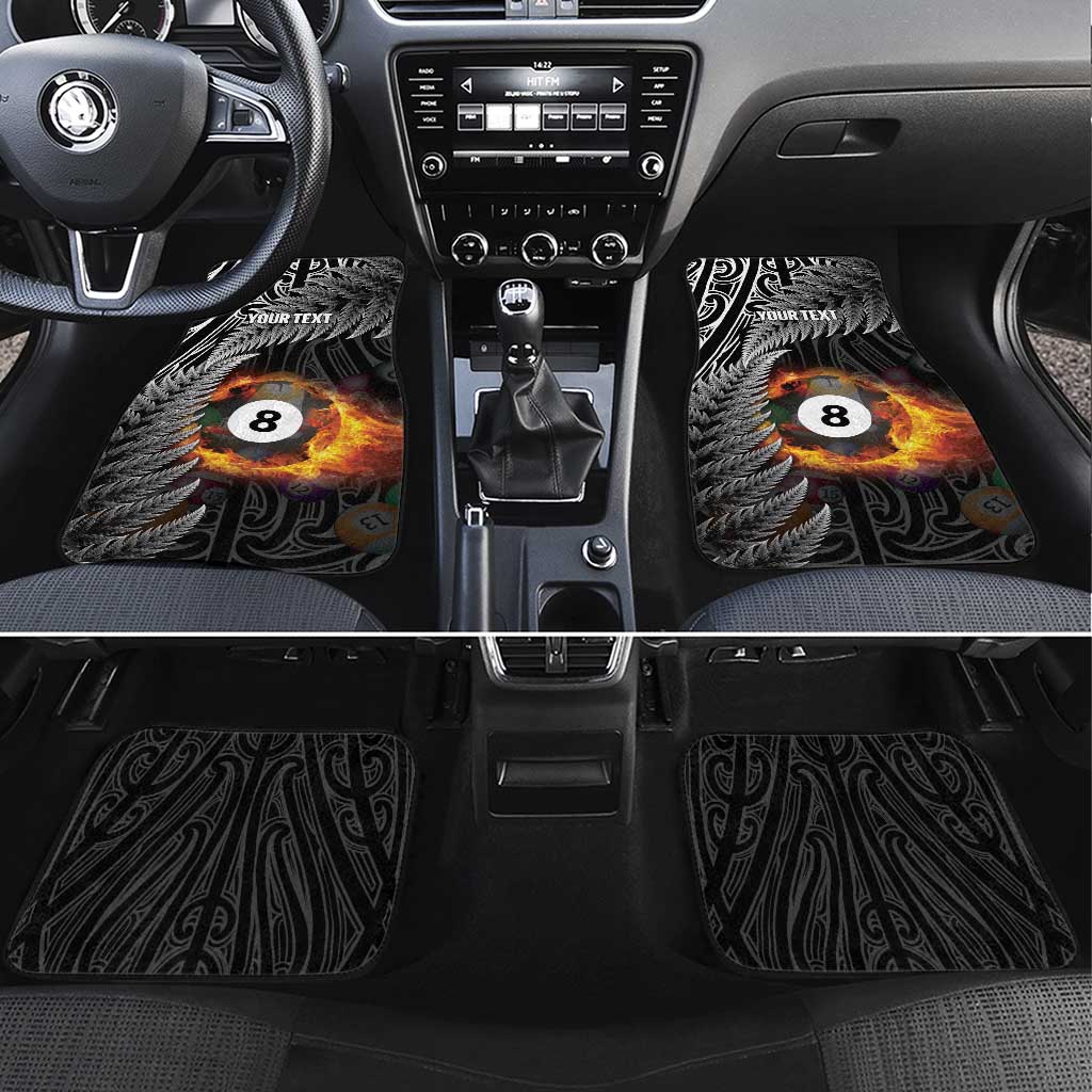 Personalised New Zealand Billiards Car Mats Maori Fern On Fire 8 Ball - Aussie Hoodie