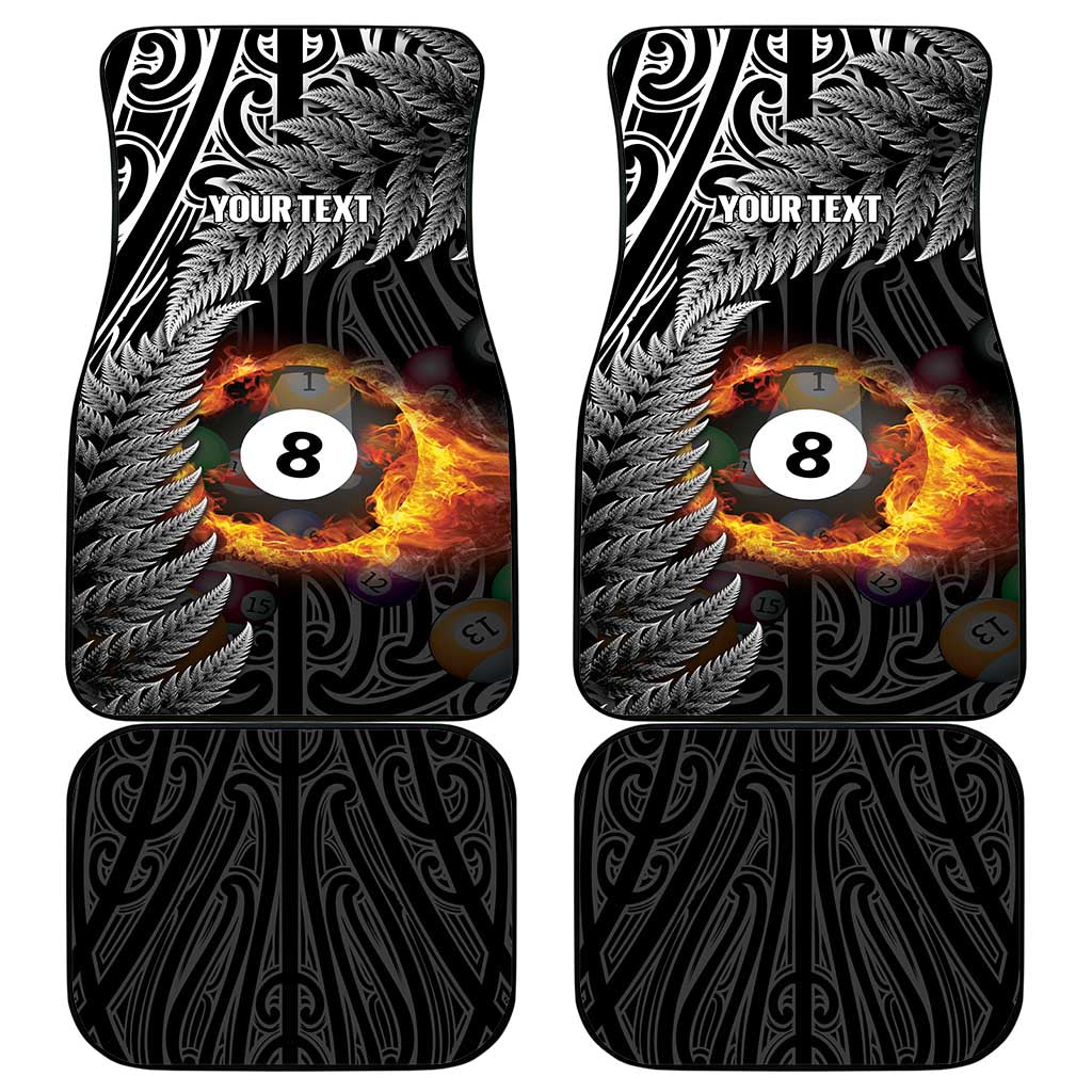 Personalised New Zealand Billiards Car Mats Maori Fern On Fire 8 Ball - Aussie Hoodie
