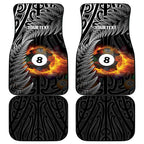 Personalised New Zealand Billiards Car Mats Maori Fern On Fire 8 Ball - Aussie Hoodie