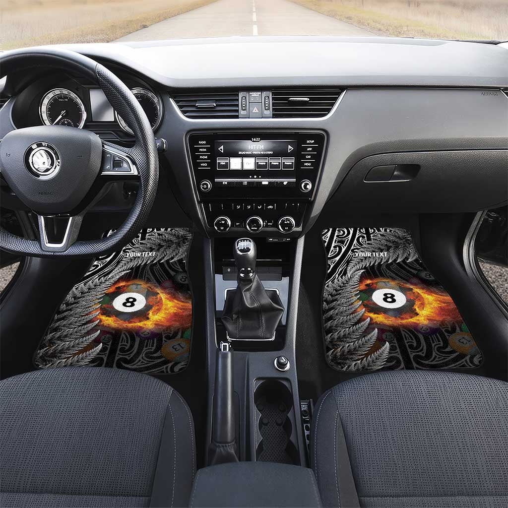 Personalised New Zealand Billiards Car Mats Maori Fern On Fire 8 Ball - Aussie Hoodie