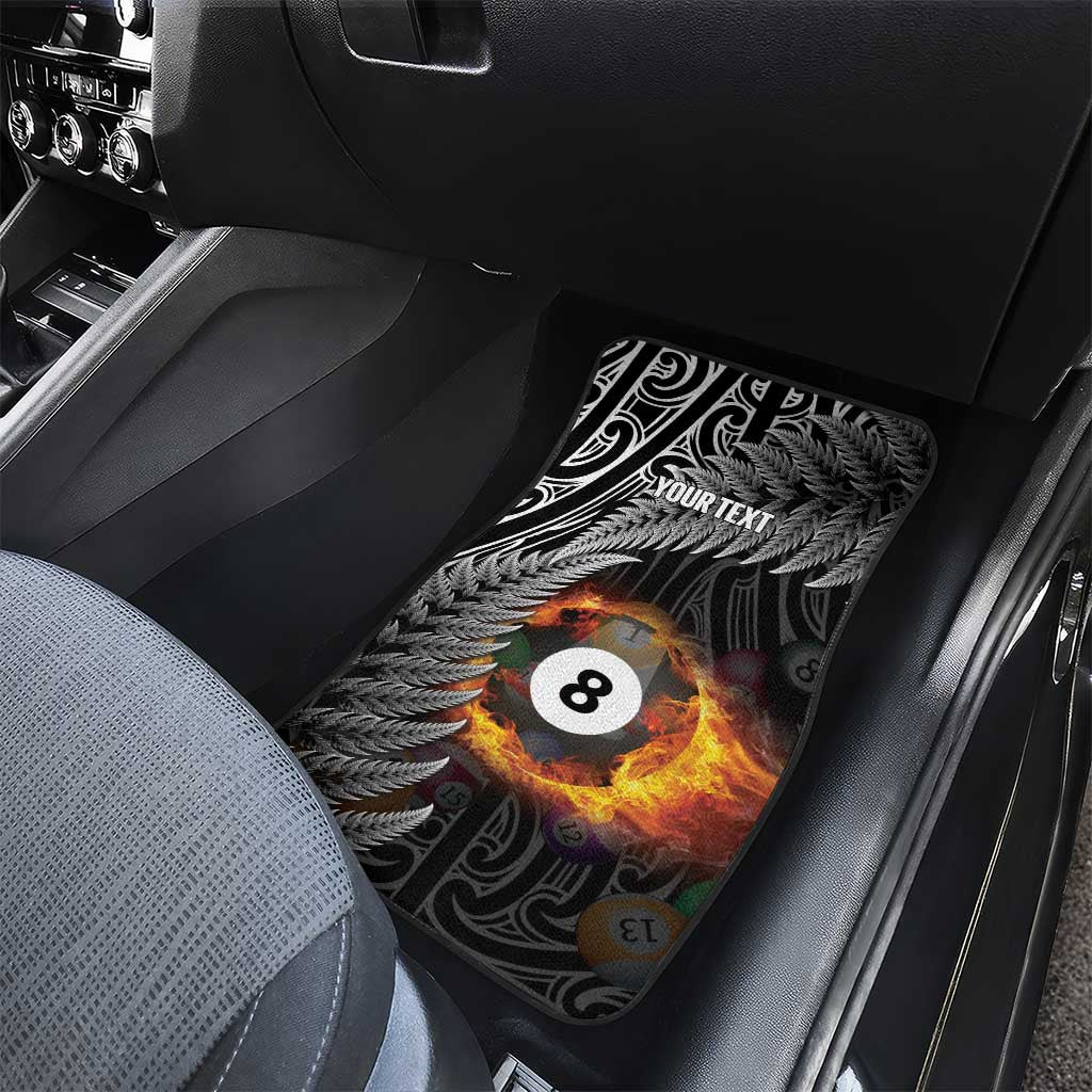 Personalised New Zealand Billiards Car Mats Maori Fern On Fire 8 Ball - Aussie Hoodie