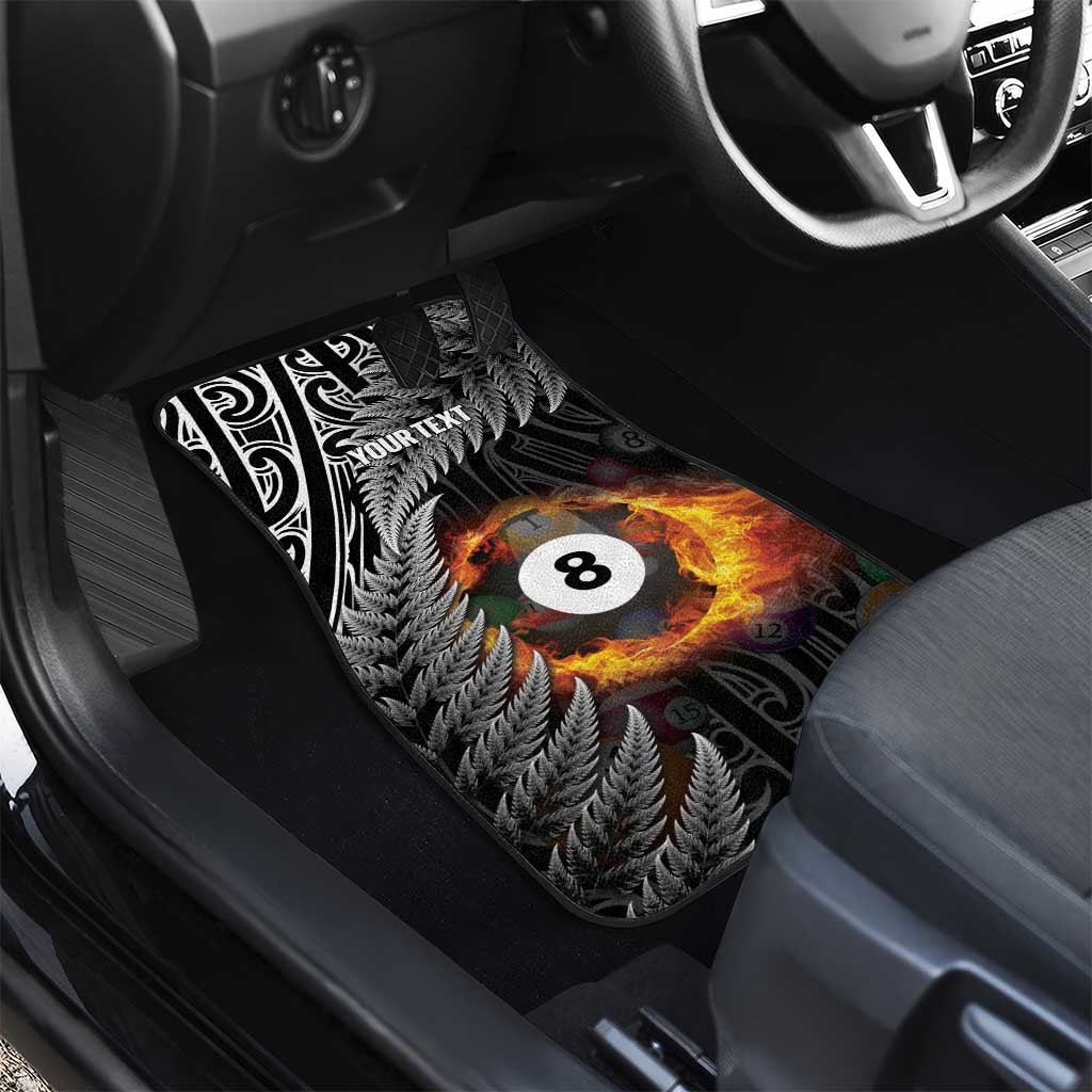 Personalised New Zealand Billiards Car Mats Maori Fern On Fire 8 Ball - Aussie Hoodie