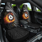 Personalised New Zealand Billiards Car Seat Cover Maori Fern On Fire 8 Ball - Aussie Hoodie